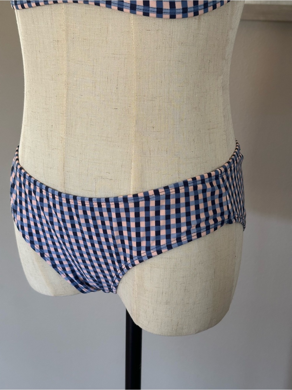 Xhilaration Navy and White Gingham Bikini with Scallop Trim - Picture 4 of 11